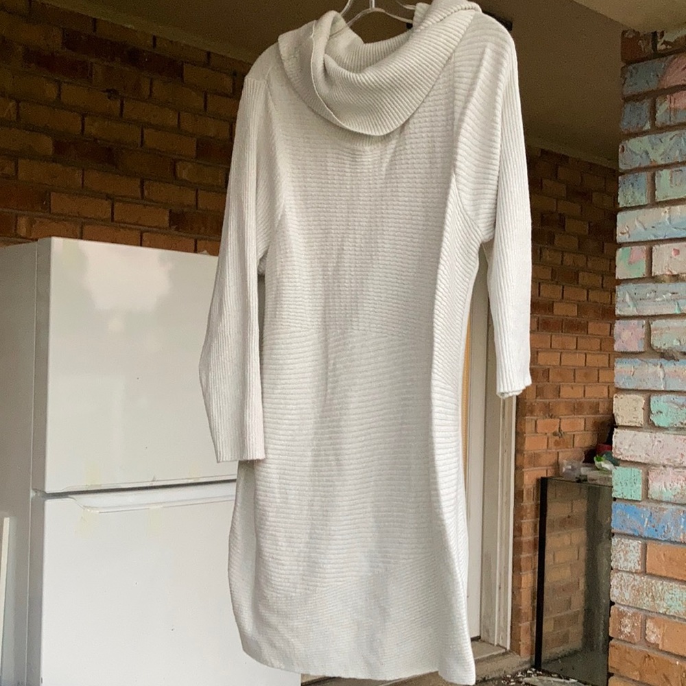 Soft white turtle neck sweater dress